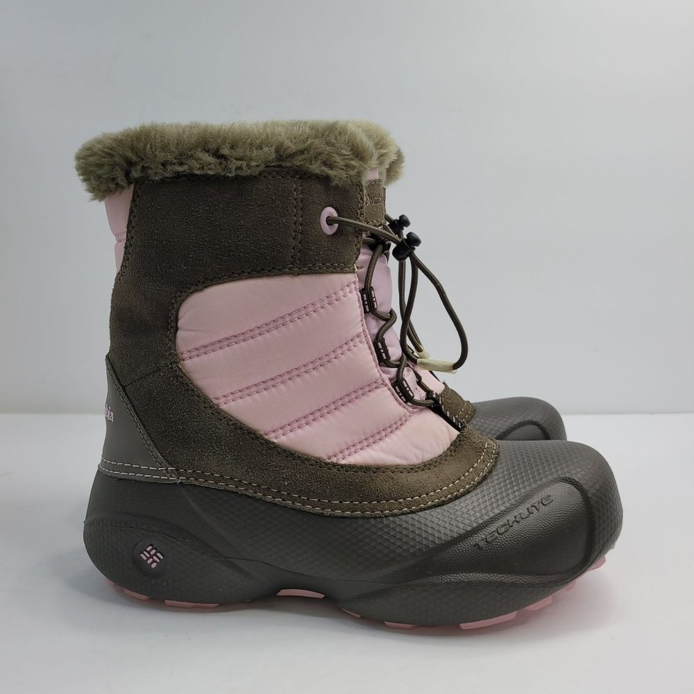 Columbia Rope Tow Kids Winter Faux Fur Boots Pink Brown BY1412-255 US Size 5Y - Picture 4 of 11